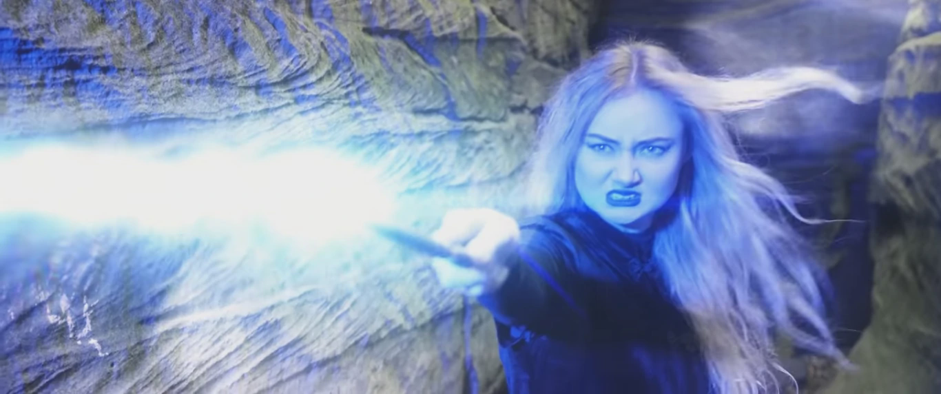 Mudblood, a Harry Potter fanfilm — Kendra Boardman (Maggie Keating) attacking Muriel Warrington (Makenna Weyburne)