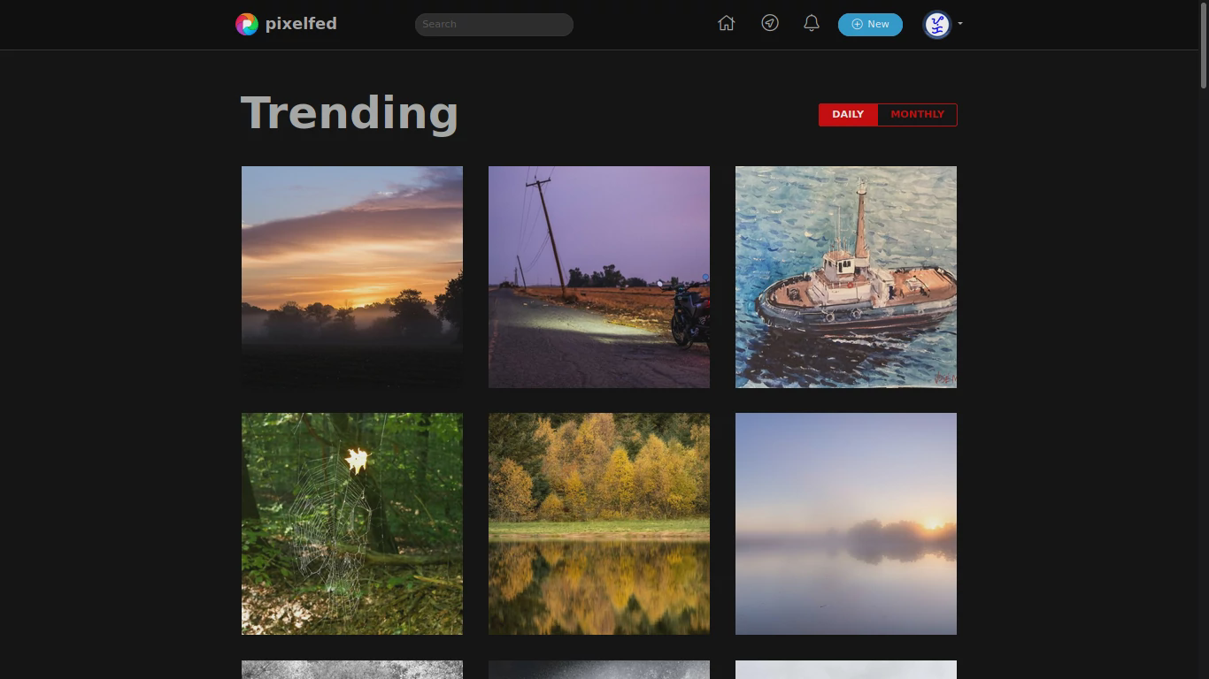 Pixelfed Trending view